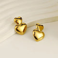 Classic Double Heart Gold Plated Earrings