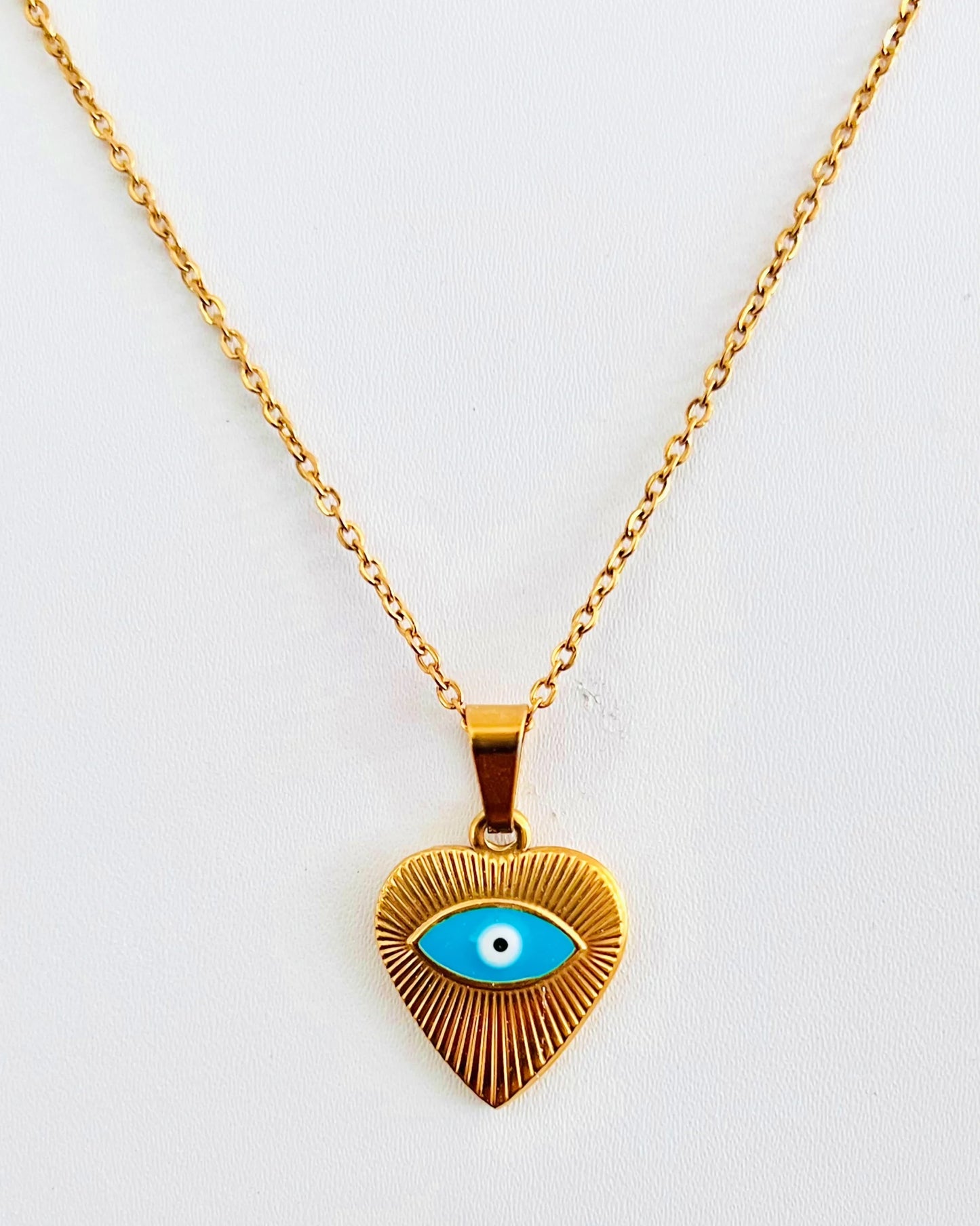 Dainty Evil Eye Heart Necklace
