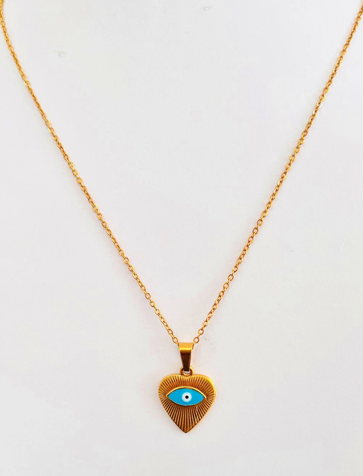 Dainty Evil Eye Heart Necklace