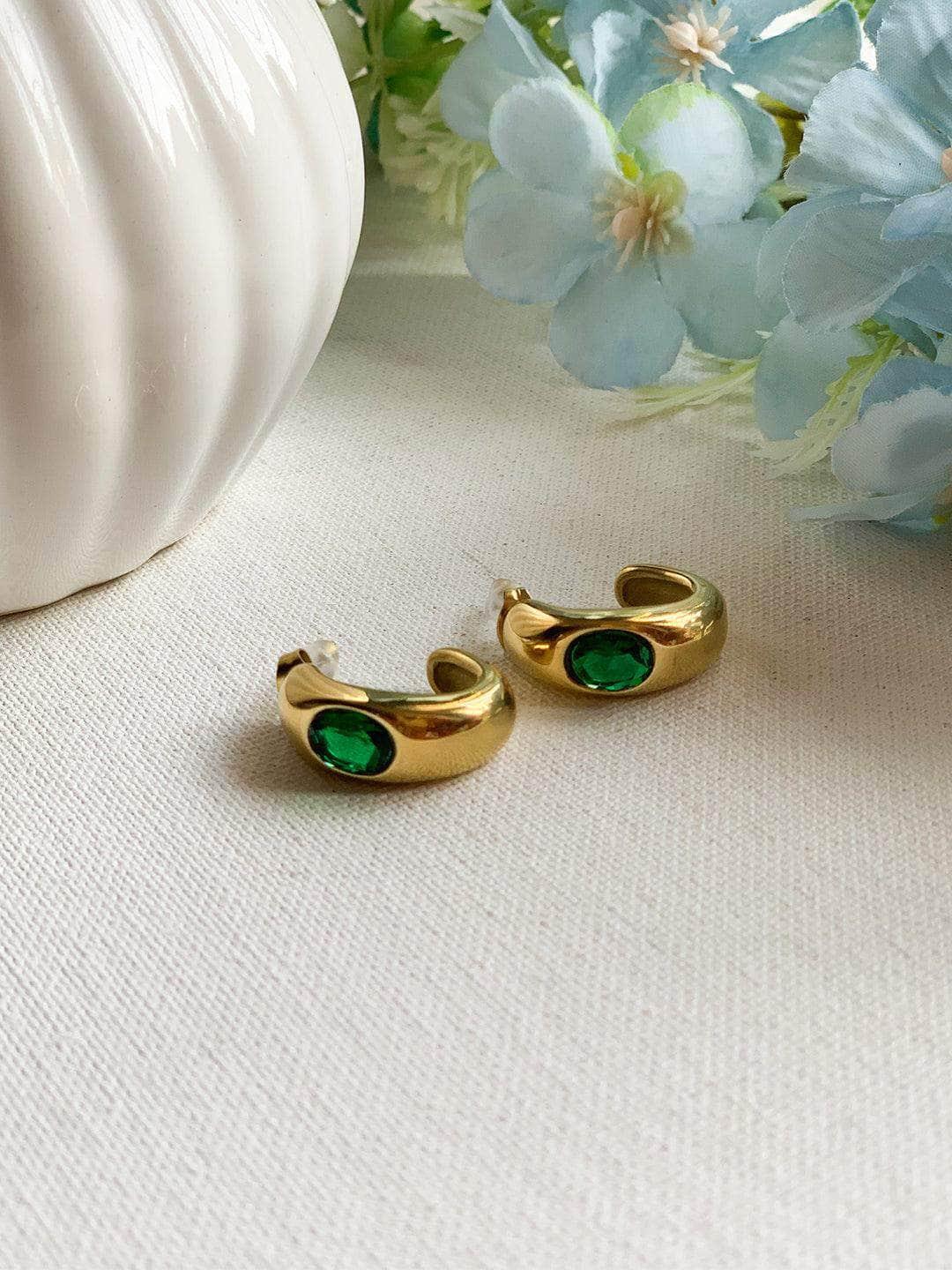 Emerald Orbit Mini Hoops
