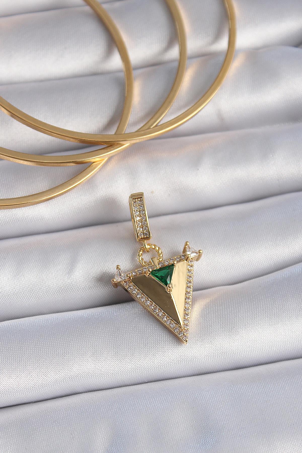 Emerald Prism Triangle Necklace