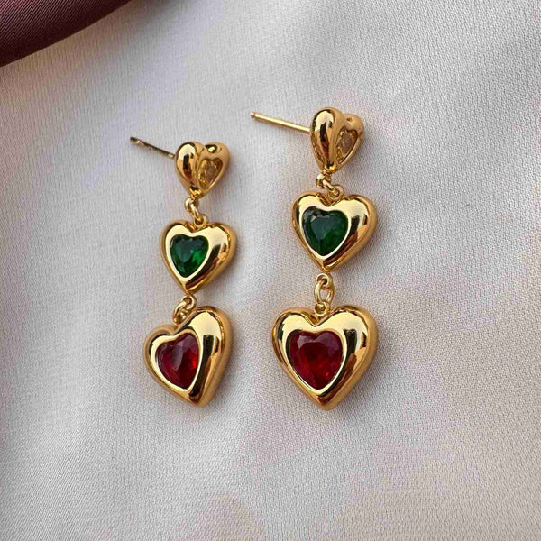 Gemstone Love Gold Plated Drop Earrings