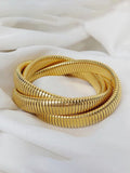 Gold Spiral Trinity Bracelet – Stretch Coil Statement Set Cuff Bracelet