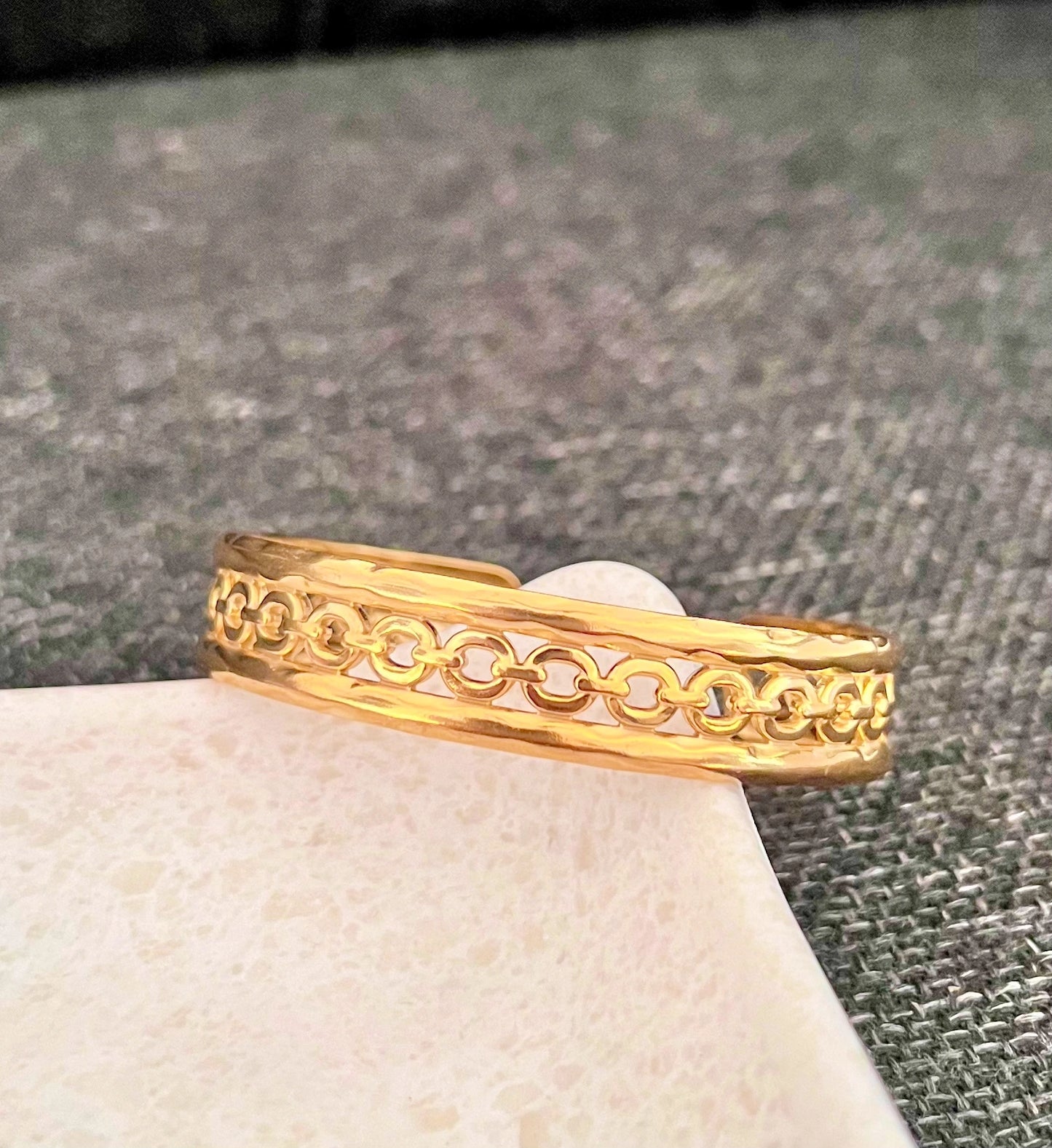 Golden Chain Link Cuff Bracelet
