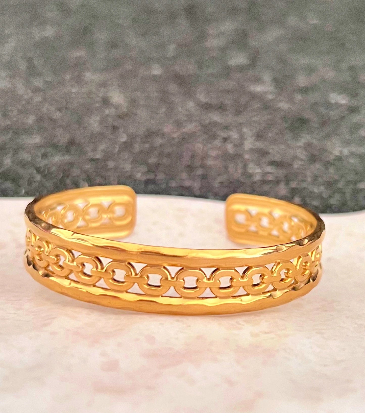 Golden Chain Link Cuff Bracelet