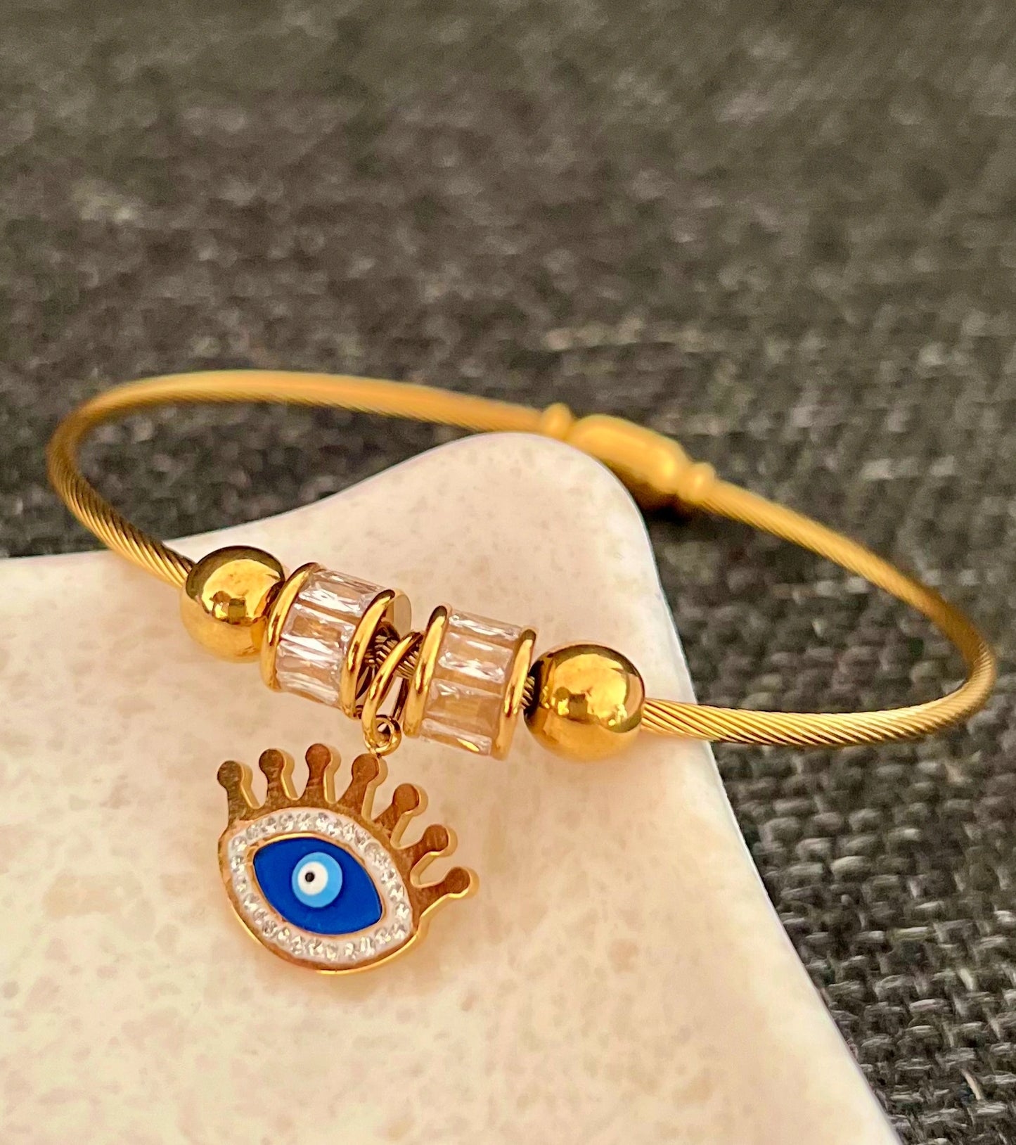 Golden Evil Eye Charm Bangle