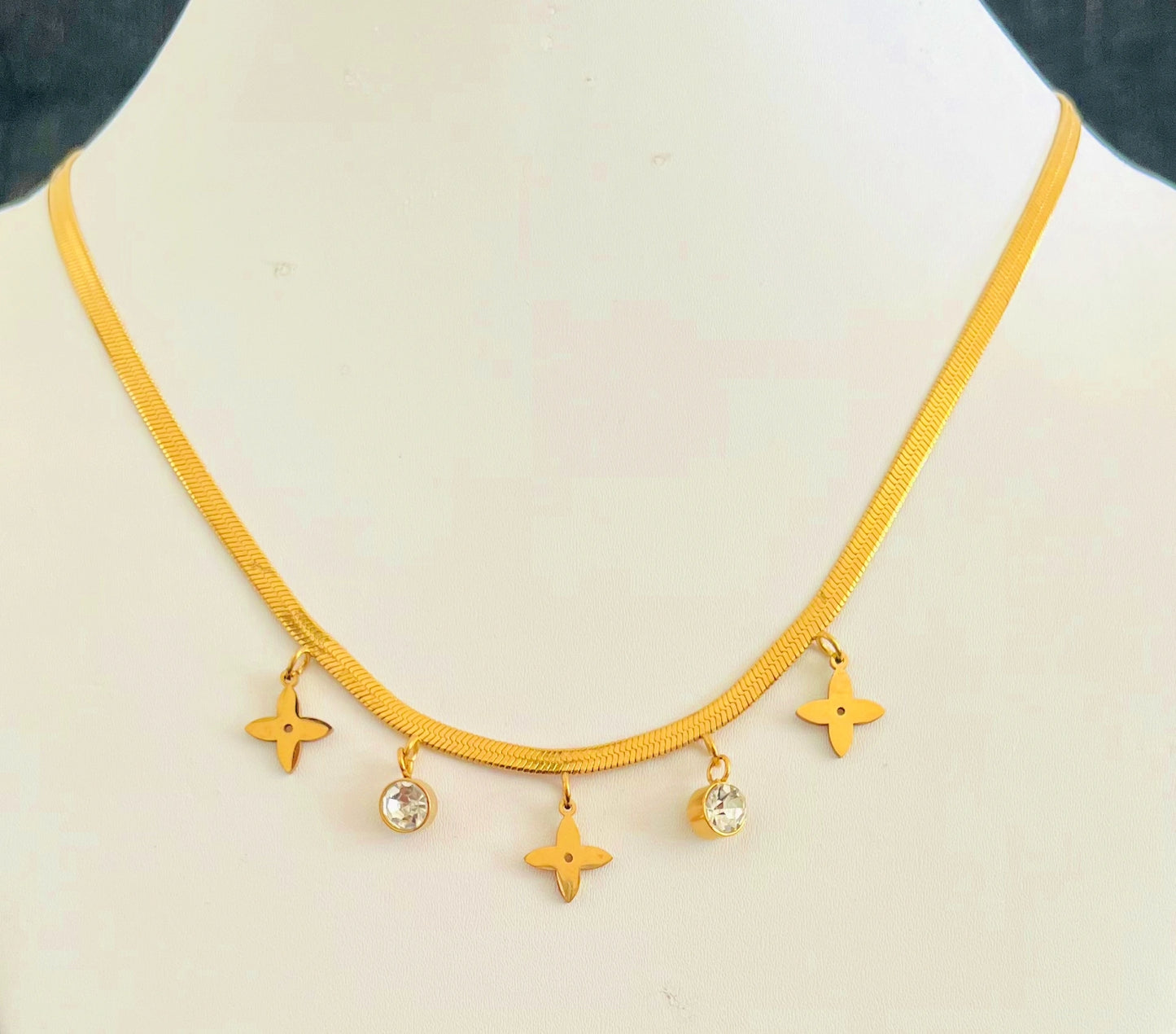 Golden Flower Charm Necklace