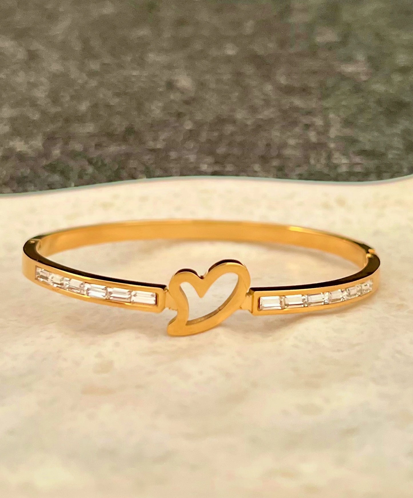 Golden Heart Bangle Bracelet