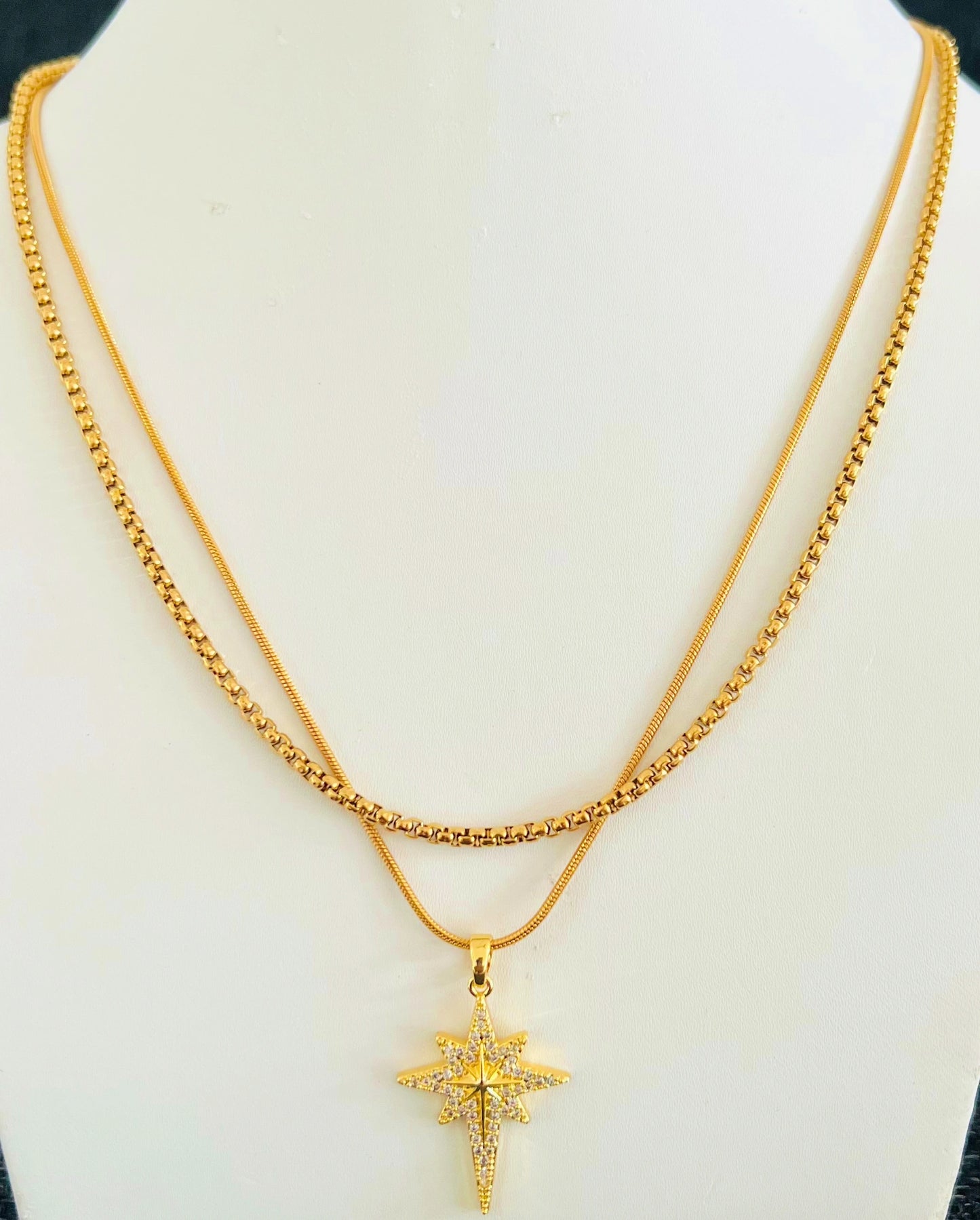 Golden North Star Layered Necklace