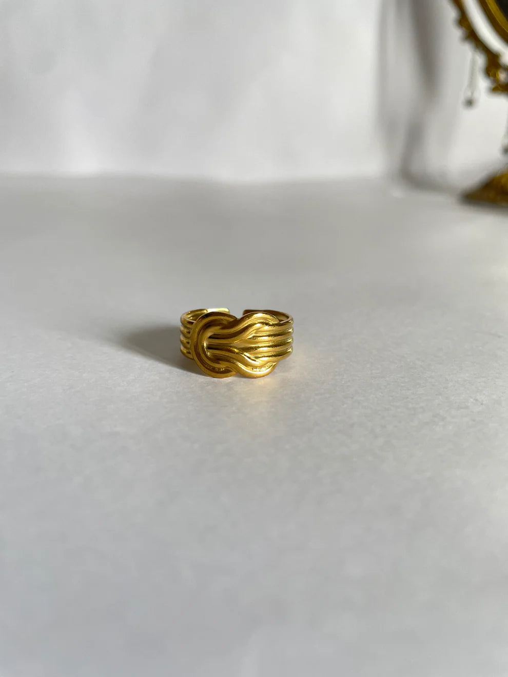 Golden Knot Twist Adjustable Ring