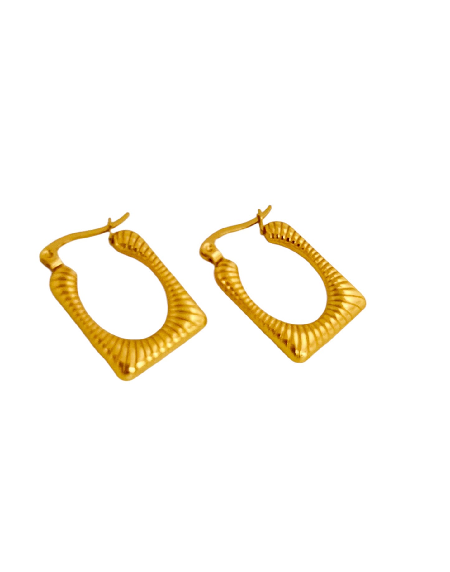 Textured Gold Rectangular Hoop Earrings