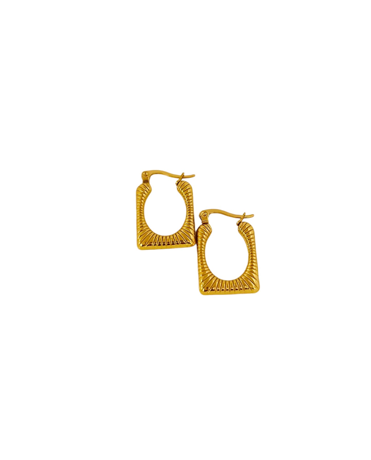 Textured Gold Rectangular Hoop Earrings