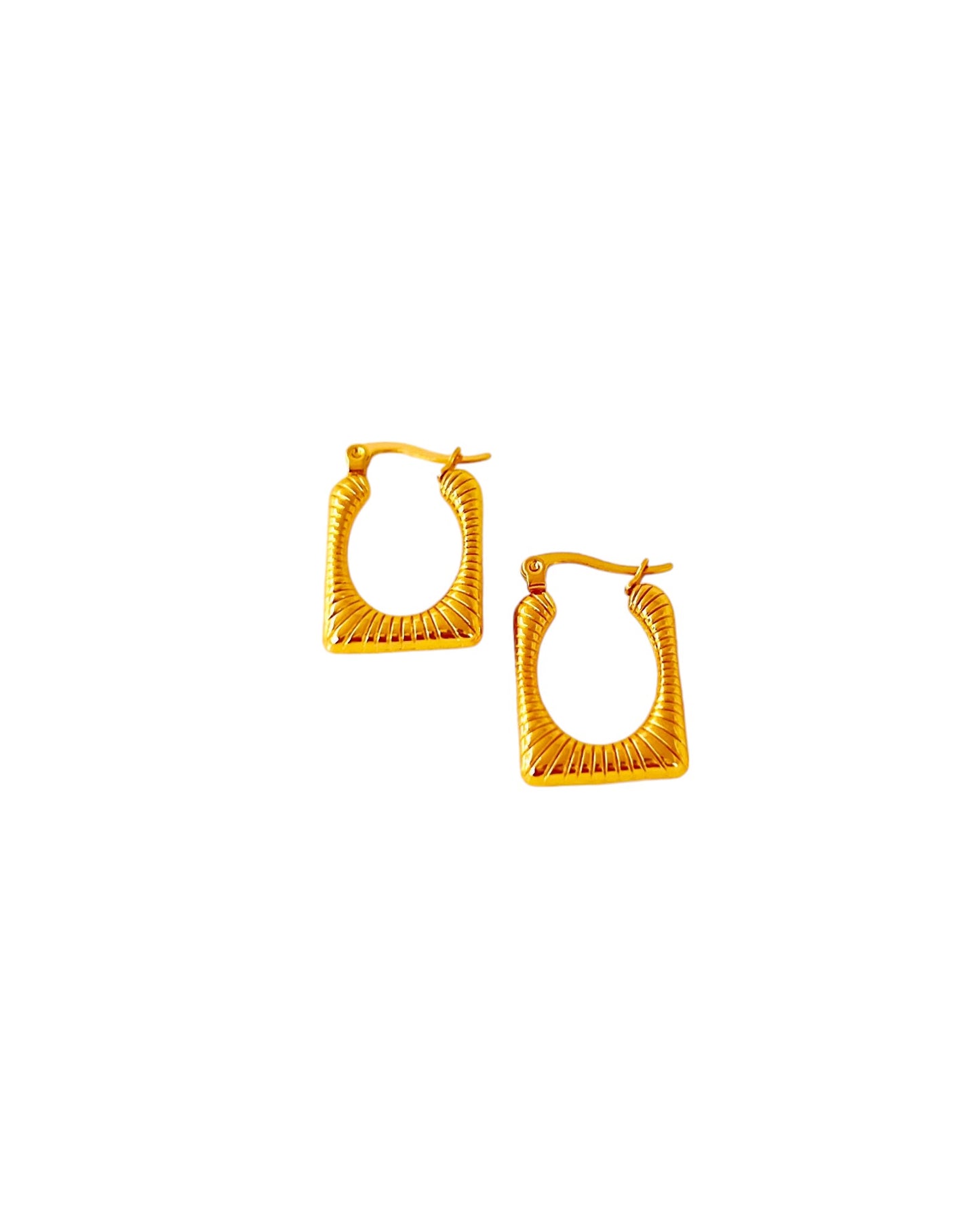 Textured Gold Rectangular Hoop Earrings