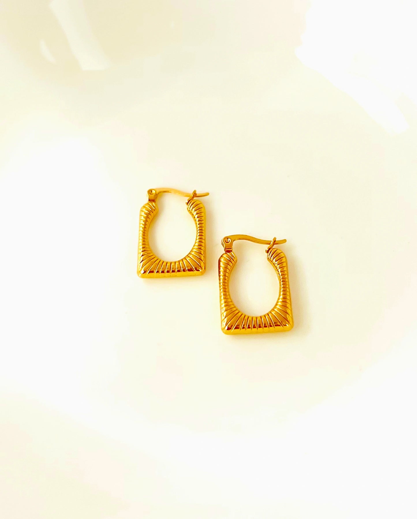 Textured Gold Rectangular Hoop Earrings
