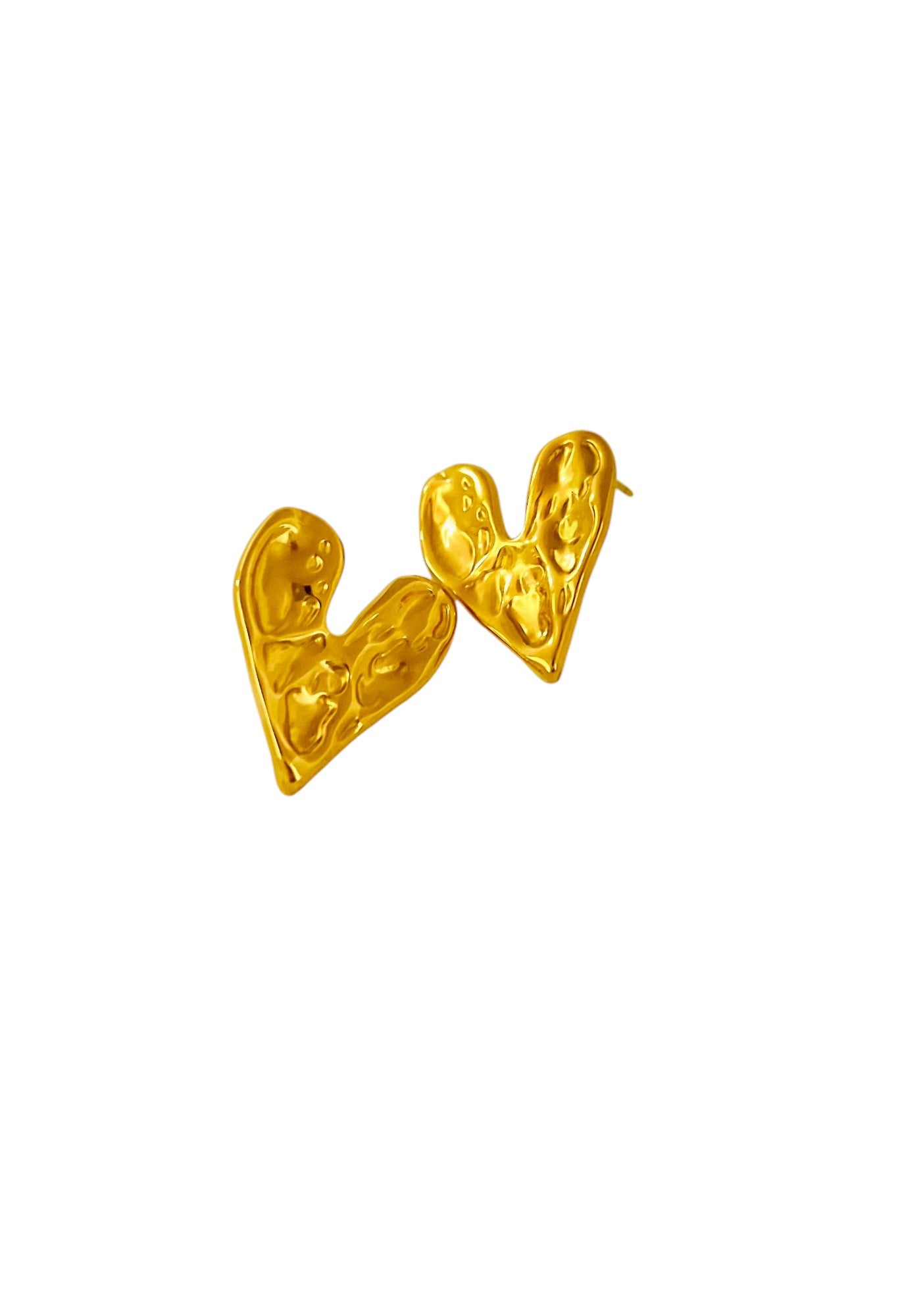 Hammered Gold Heart Earrings