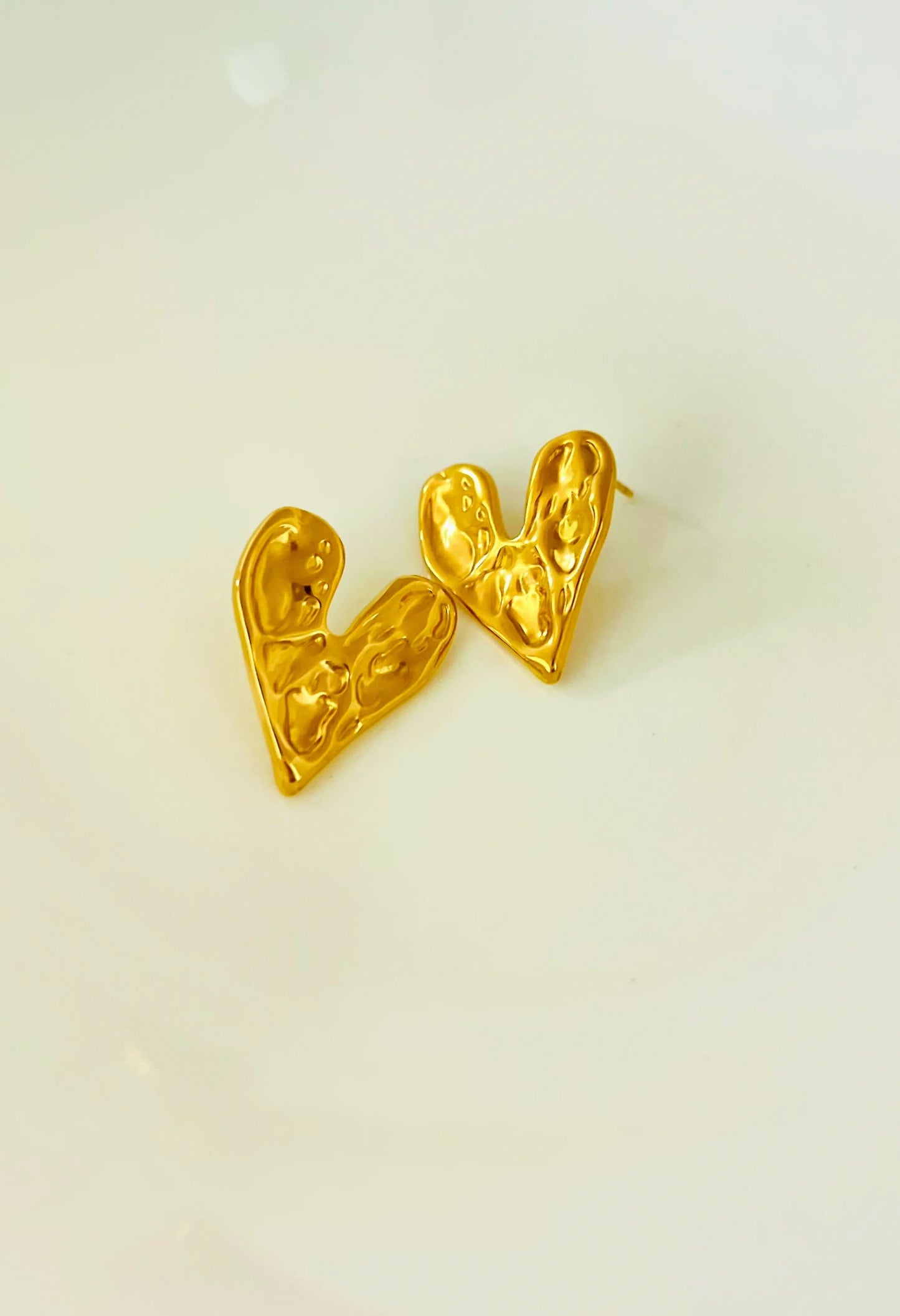 Hammered Gold Heart Earrings