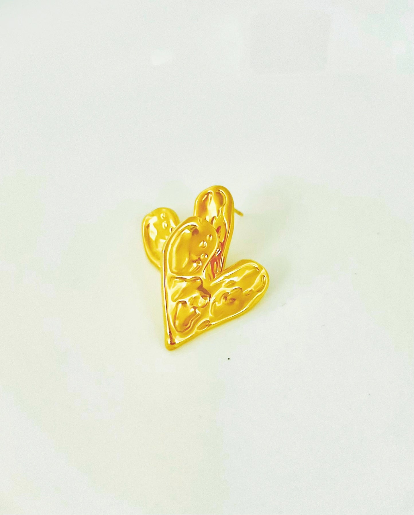 Hammered Gold Heart Earrings