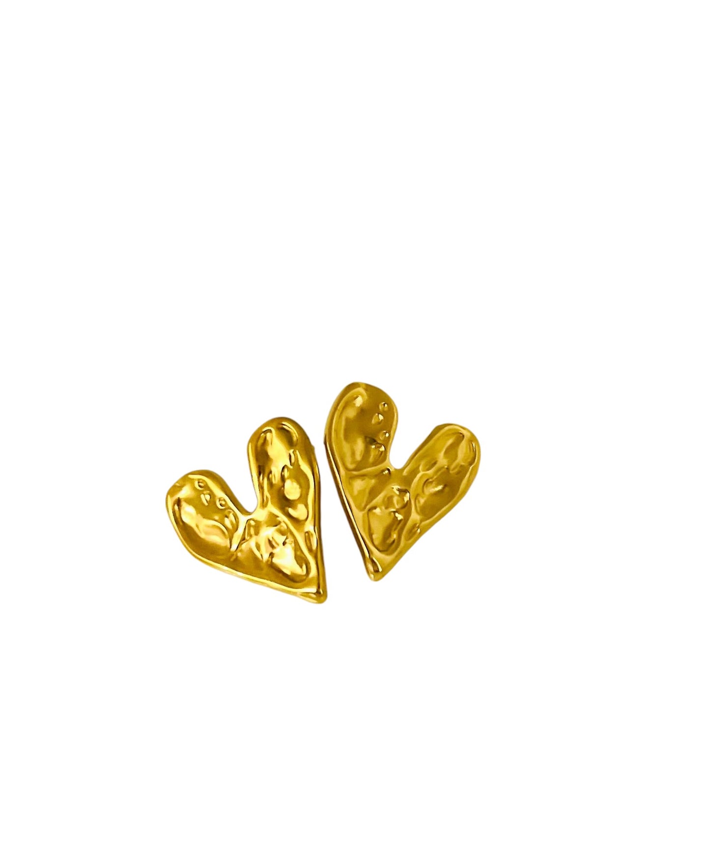 Hammered Gold Heart Earrings