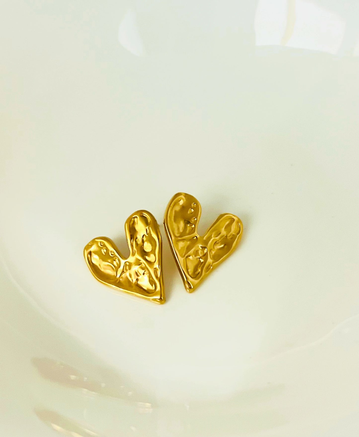 Hammered Gold Heart Earrings
