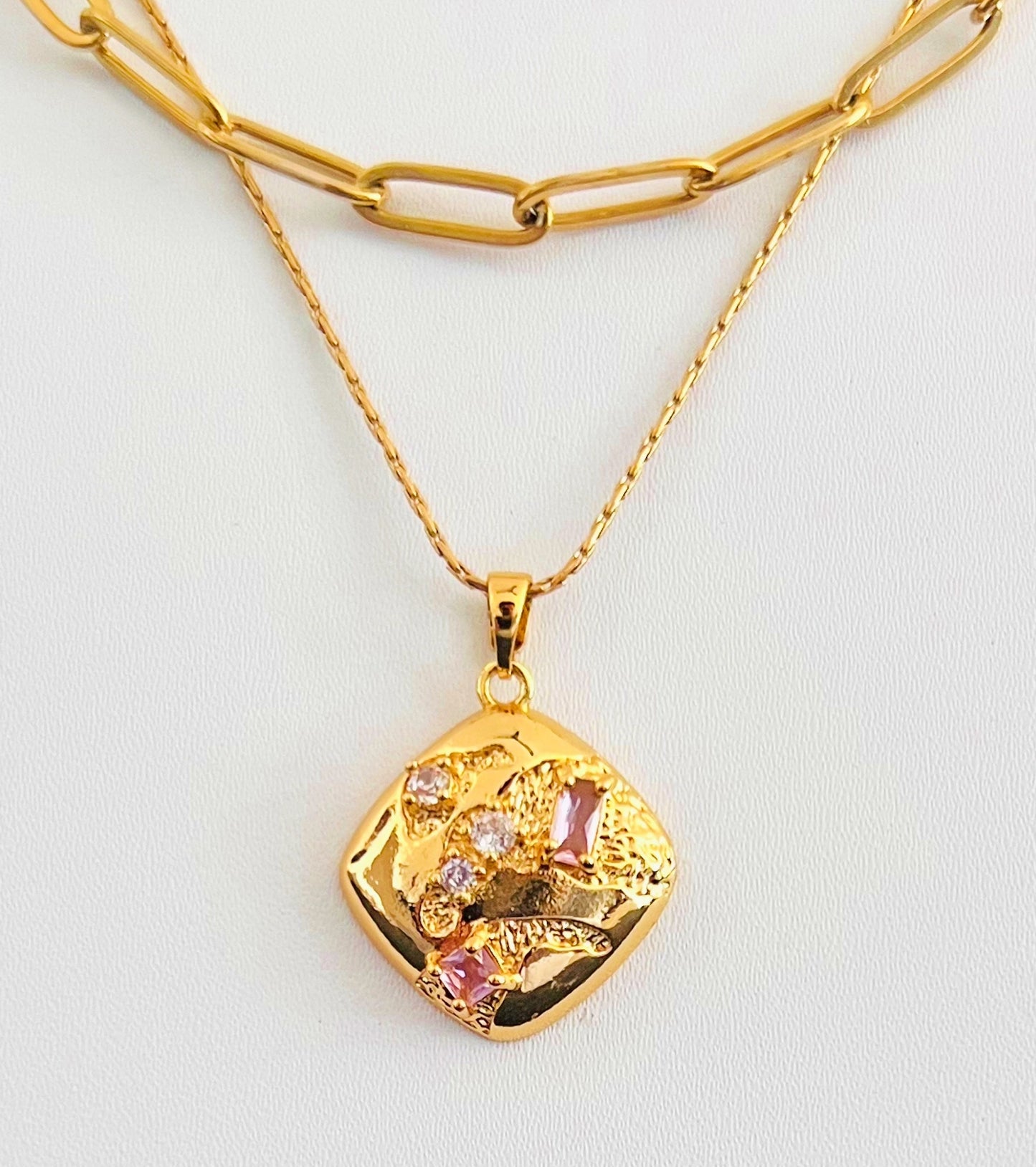 Layered Crystal Necklace with Crystals