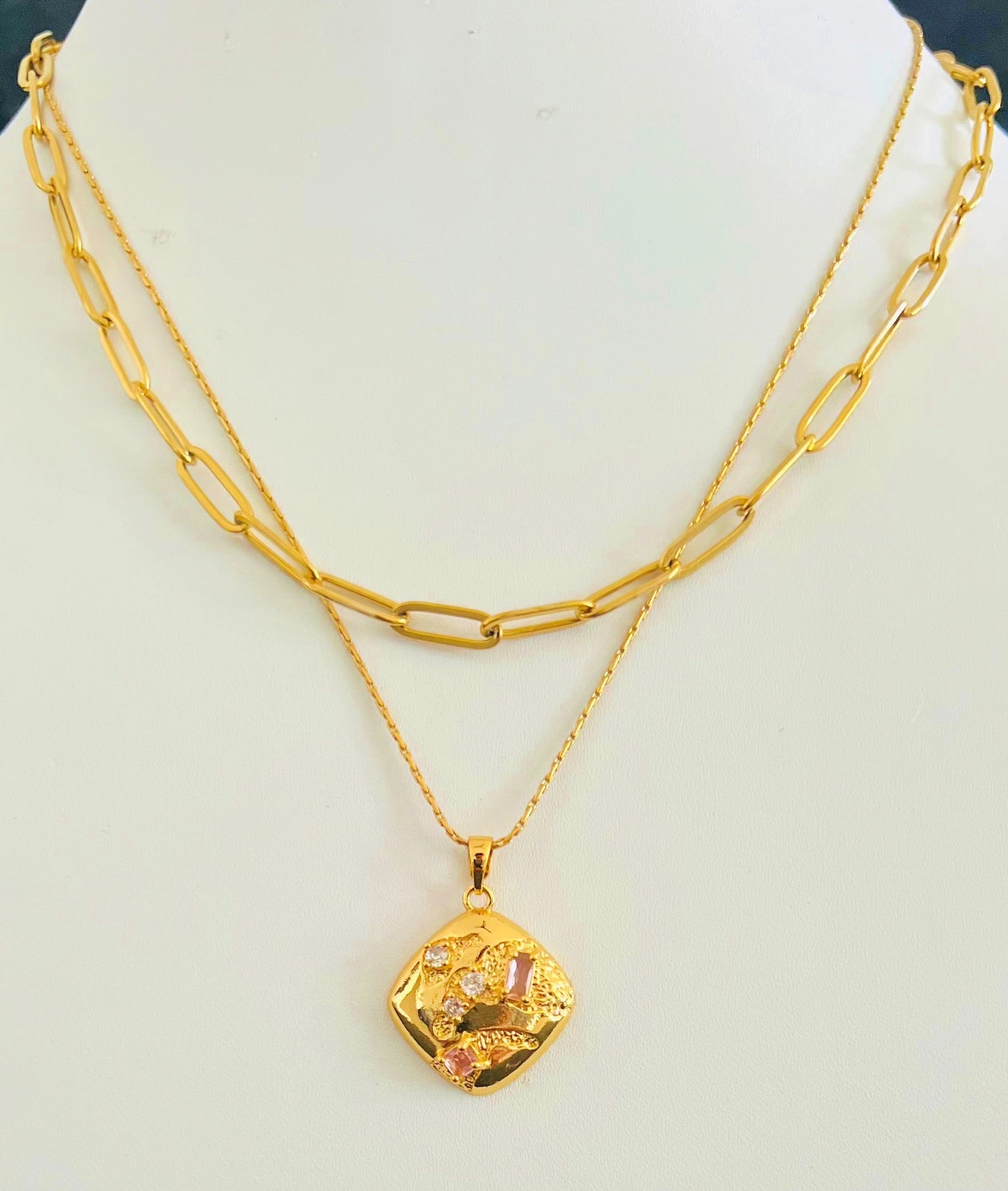 Layered Crystal Necklace with Crystals