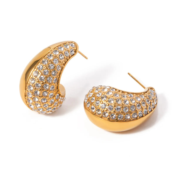 Pavé Glamour Crescent Hoops