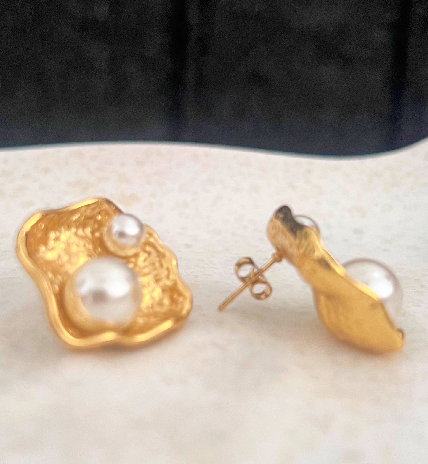 Sunlit Pearl Flower Earrings