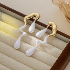 Abstract Drop Gold Plated Earrings