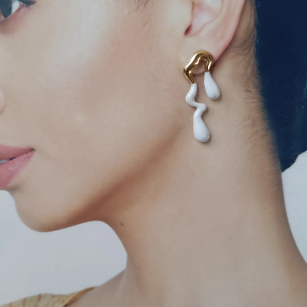 Abstract Drop Gold Plated Earrings
