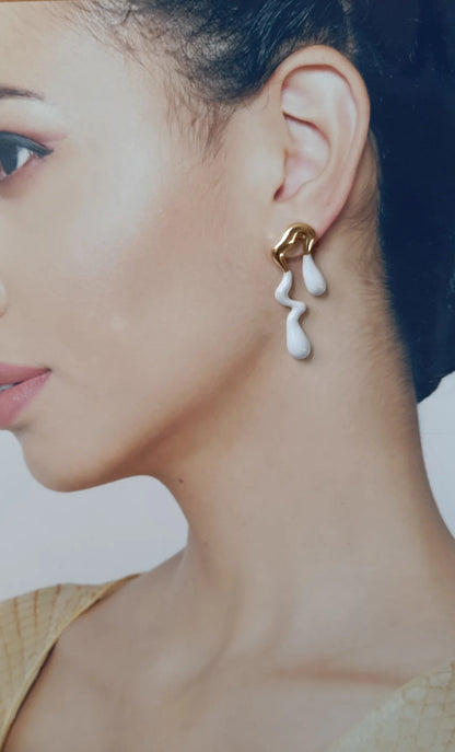 Abstract Drop Gold Plated Earrings