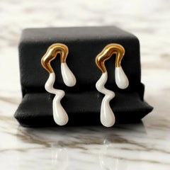 Abstract Drop Gold Plated Earrings