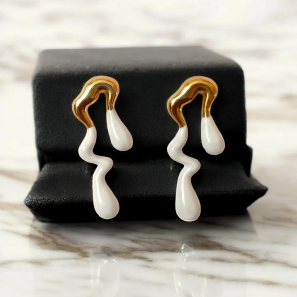Abstract Drop Gold Plated Earrings