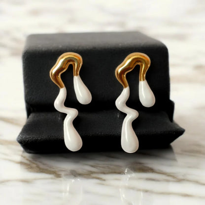 Abstract Drop Gold Plated Earrings