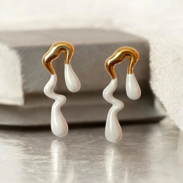 Abstract Drop Gold Plated Earrings