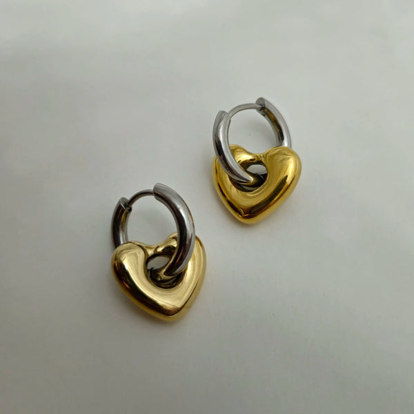 Alloy Heart Duo Hoop Earrings