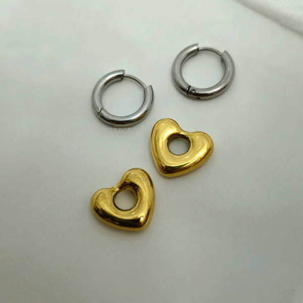 Alloy Heart Duo Hoop Earrings