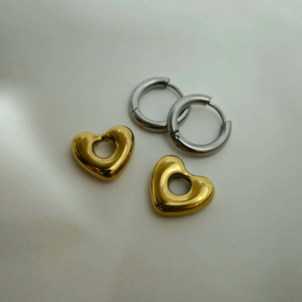 Alloy Heart Duo Hoop Earrings