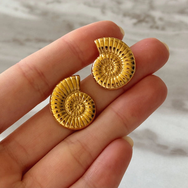 Amara Spiral Shell Studs