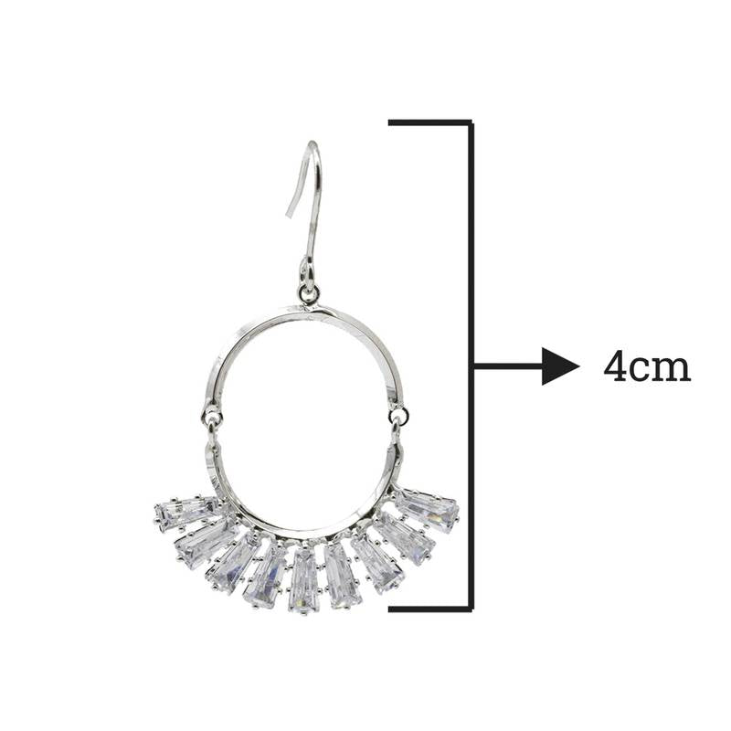 Aria Crystal Fringe Hoops – ENSIA silver-tone earrings