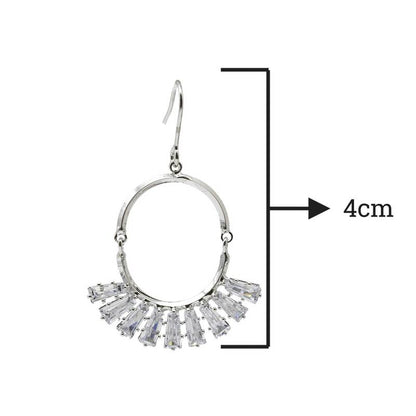 Aria Crystal Fringe Hoops – ENSIA silver-tone earrings