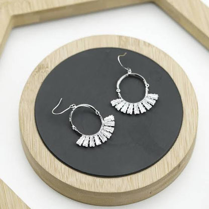 Aria Crystal Fringe Hoops – ENSIA silver-tone earrings (view 2)