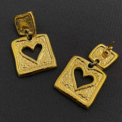 Artistic Heart Gold Plated Earrings – Classic Statement Drops
