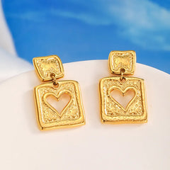 Artistic Heart Gold Plated Earrings – Classic Statement Drops