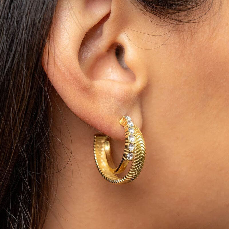 Astra Crystal Chevron Hoops
