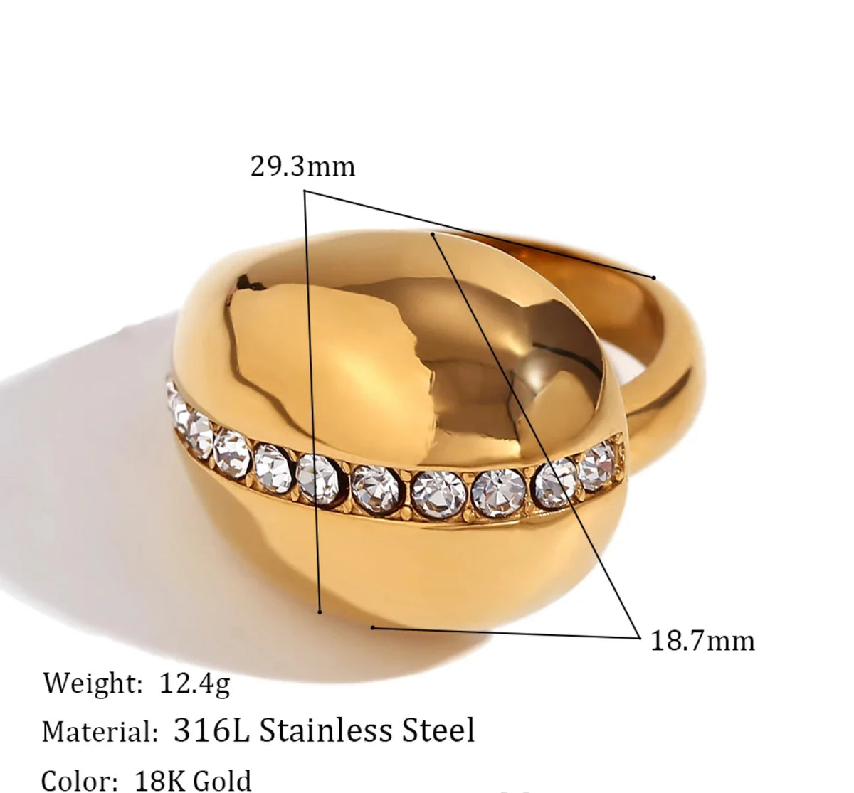 Aura Curve Adjustable Crystal Ring