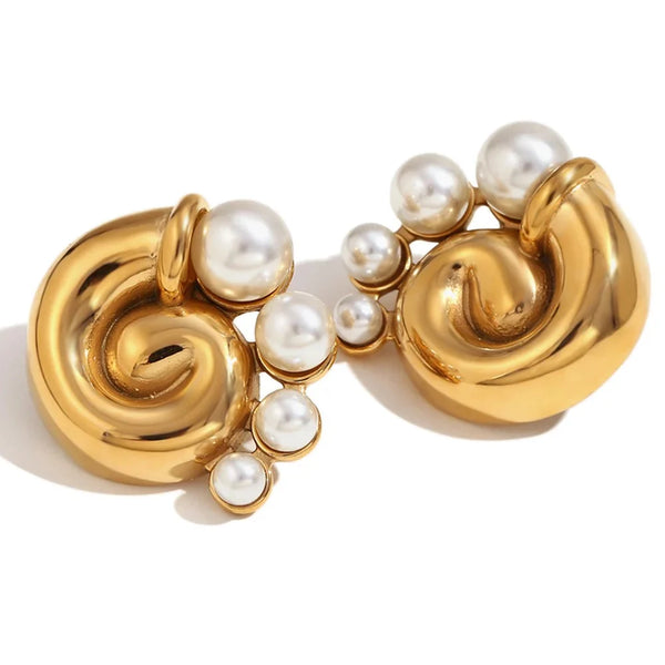 Aurelio Swirl Pearl Studs