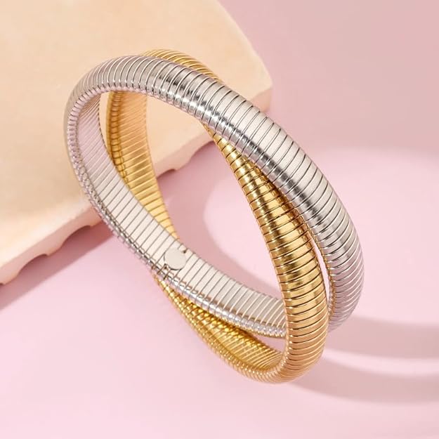 Aurora Dual Tone Flexi Cuff Bracelet