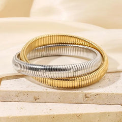 Aurora Dual Tone Flexi Cuff Bracelet