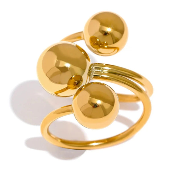 Aurora Trio Sphere Gold Ring