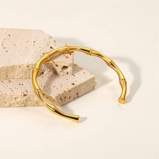 Bamboo Glow Gold Plated Cuff